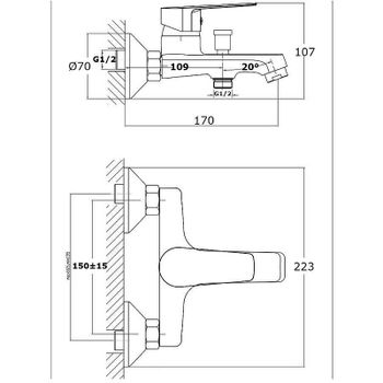 Смеситель для ванны Orange Loop M26-100B Черный — фото 10, Смеситель для ванны