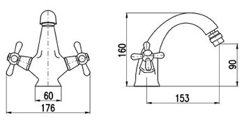 Смеситель для биде Rav Slezak Morava retro MK543.5SM Бронза — фото 2, Смесители для биде