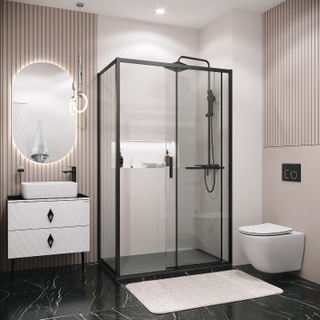 Душевой уголок Grossman Style 110х90 120.K33.05.1190.21.00 профиль Черный матовый стекло прозрачное — фото 1, Прямоугольные душевые уголки