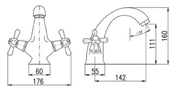 Смеситель для раковины Rav Slezak Morava retro MK129.5SM Бронза — фото 4, Смесители для раковины