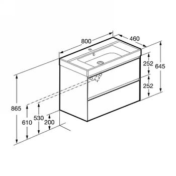 Тумба под раковину Roca Ona 80 A857630510 подвесная Бежево-серый матовый — фото 9, Тумбы под раковину