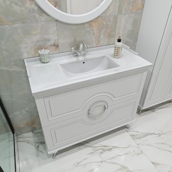 Тумба под раковину Caprigo Valletta 100 35319-SF027 Белая матовая — фото 2, Тумбы под раковину