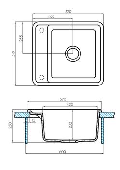 Кухонная мойка Aquaton Беллис 57 1A724932BS240 Жемчуг — фото 7, Кухонные мойки