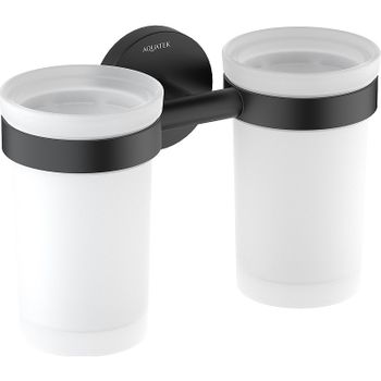 Стакан для зубных щеток Aquatek Европа AQ4117MB двойной Черный матовый — фото 1, Стаканы для зубных щеток