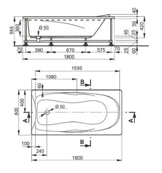 Акриловая ванна Veedi Una 180х80 13118080 без гидромассажа — фото 2, Акриловые ванны