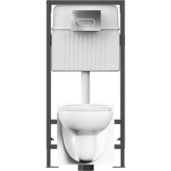 Комплект унитаза с инсталляцией Damixa Willow DX15.IS30251.1700 с сиденьем Микролифт и клавишей смыва Хром глянцевый — фото 2, Комплекты унитаз + инсталляция