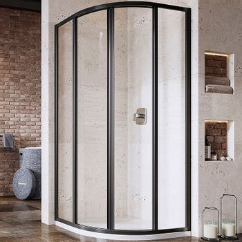 Душевой уголок Ravak Supernova SKCP4-90 90x90 3117O302Z1 профиль Черный стекло Transparent — фото 1, Душевые уголки четверть круга