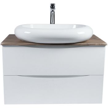 Тумба под раковину Bond Cube 80 T09805 подвесная Белая матовая Дуб — фото 20, Тумбы под раковину