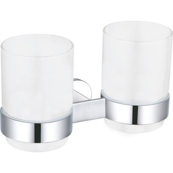Стакан для зубных щеток Rav Slezak Yukon YUA0202CB двойной Хром Белый — фото 1, Стаканы для зубных щеток