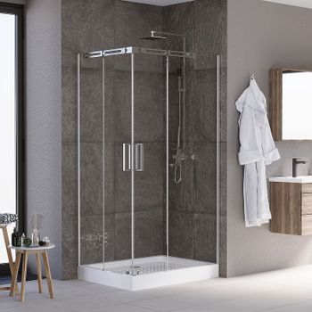 Душевой уголок Grossman Galaxy 120x80 R GR-3120R профиль Хром стекло прозрачное — фото 1, Прямоугольные душевые уголки