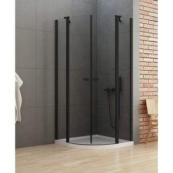 Душевой уголок New Trendy New Soleo Black 100х100 K-0540 профиль Черный стекло прозрачное — фото 2, Душевые уголки четверть круга