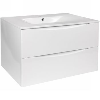 Тумба с раковиной Bond Wave 80 T01800-S05W подвесная Белая глянцевая — фото 2, Тумбы с раковиной