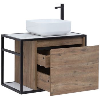 Тумба под раковину Aquanet Nova Lite Loft 75R 261657 подвесная Дуб рустикальный — фото 2, Тумбы под раковину