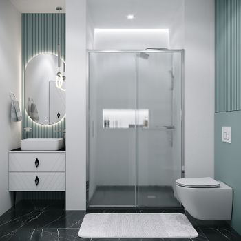 Душевая дверь Grossman Style 130 100.K33.05.130.10.02 профиль Хром стекло шиншилла — фото 1, Раздвижные душевые двери