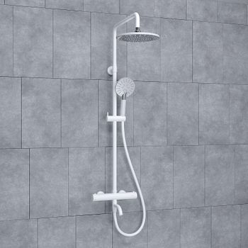 Душевая система WasserKRAFT A188.067.058.WM Thermo с термостатом Белый матовый — фото 11, Душевые стойки