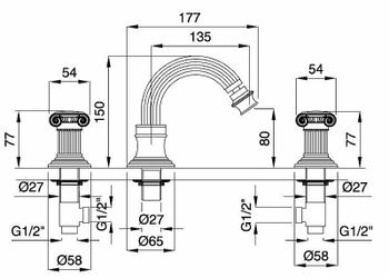 Смеситель для биде Cezares Olimp BBS2 OLIMP-BBS2-02-O Бронза — фото 3, Смесители для биде