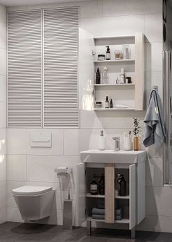 Тумба под раковину Aquaton Кантри 60 1A257401AHB20 Белая глянцевая Дуб верона — фото 5, Тумбы под раковину