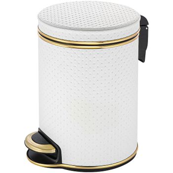 Ведро для мусора Geralis V-PWG-B Punto Белое, кант Золото, 5 л — фото 1, Мусорные ведра