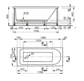 Акриловая ванна Veedi Mira 170х75 13217075 без гидромассажа — фото 2, Акриловые ванны