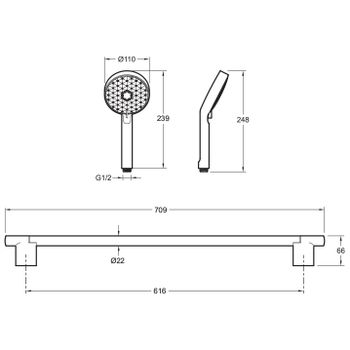 Душевой гарнитур Jacob Delafon Awaken E99898RU-CP Хром — фото 4, Душевые гарнитуры