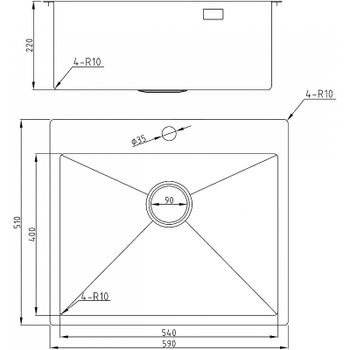 Кухонная мойка Milacio Denia 59 MC.77499 Вороненая сталь — фото 2, Кухонные мойки