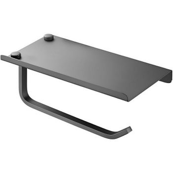 Держатель туалетной бумаги Haiba HB330-3 с полкой Оружейная сталь — фото 1, Держатели туалетной бумаги