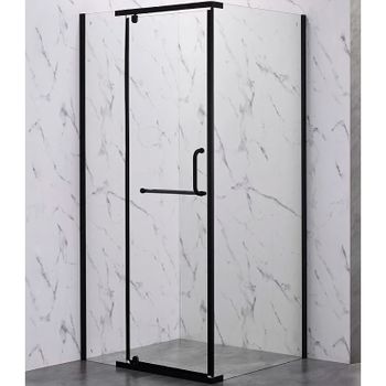 Душевой уголок Veconi Rovigo RV-18B 90x90 RV18B-90-01-C5 профиль Черный матовый стекло прозрачное — фото 1, Квадратные душевые уголки
