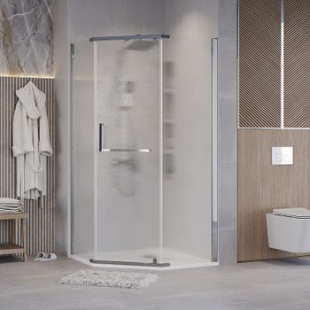 Душевой уголок Grossman Pragma 90х90 302.K33.03.9090.10.02 профиль Хром стекло шиншилла — фото 1, Душевые уголки трапеция