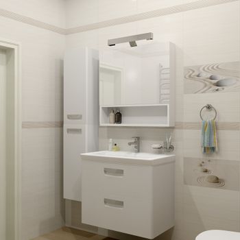 Шкаф пенал Roca The Gap 35 ZRU9302739 L подвесной Белый матовый — фото 2, Пеналы для ванной комнаты