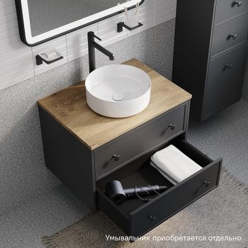 Тумба под раковину Iddis Torr 70 TOR70DVi95K подвесная Темно-серая — фото 4, Тумбы под раковину