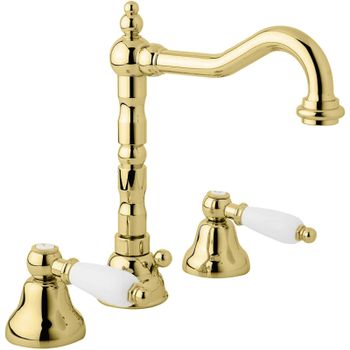 Смеситель для раковины Cezares First BLS2 ручки Белые Золото — фото 1, Смесители для раковины