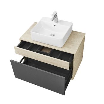 Тумба под раковину Aquaton Лофт Урбан 80 1A247601LQX60 подвесная Cерый графит Дуб орегон — фото 5, Тумбы под раковину