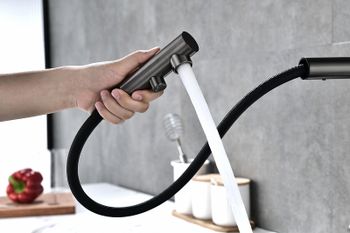 Смеситель для кухни Paulmark Serpentine Se213222-GM Вороненая сталь — фото 6, Смесители для кухни