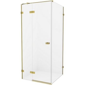 Душевой уголок New Trendy Avexa Gold 80х100 L EXK-1734 профиль Брашированное золото стекло прозрачное — фото 1, Прямоугольные душевые уголки