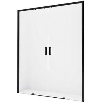 Душевая дверь New Trendy Prime Black 200 D-0347A профиль Черный стекло прозрачное — фото 1, Раздвижные душевые двери