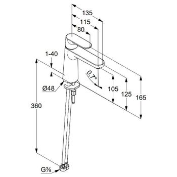 Смеситель для раковины Kludi Louva 242823975 Черный матовый — фото 2, Смесители для раковины