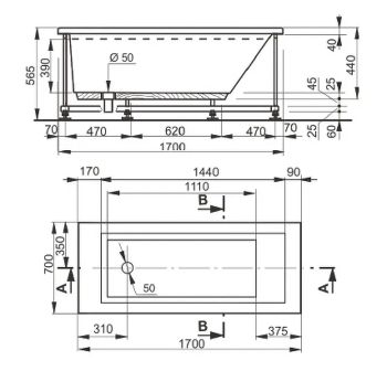 Акриловая ванна Veedi Anica 170х70 13017070 без гидромассажа — фото 2, Акриловые ванны