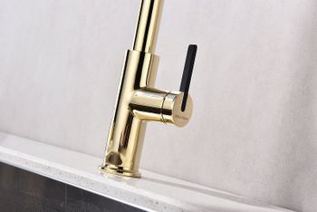 Смеситель для кухни Paulmark Tornado To213402-G Золото — фото 3, Смесители для кухни