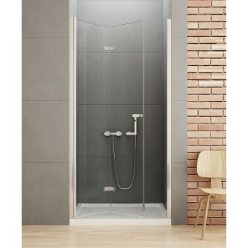 Душевая дверь New Trendy New Soleo Chrome 90 L D-0133A профиль Хром стекло прозрачное — фото 2, Складные душевые двери