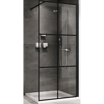 Душевая перегородка Abber Immer Offen 100 AG62100B8 профиль Черный стекло прозрачное — фото 1, Душевые перегородки