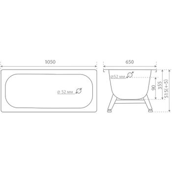 Стальная ванна ВИЗ Antica A-10901 105х65 без антискользящего покрытия — фото 3, Стальные ванны