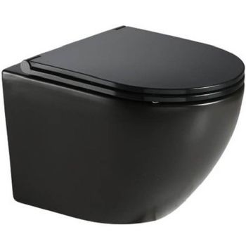 Унитаз CeramaLux 2197MB подвесной Черный матовый с сиденьем Микролифт — фото 1, Подвесные унитазы