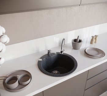 Кухонная мойка Domaci Бьелла DMC-08S GWS-08S-308 Черная — фото 3, Кухонные мойки