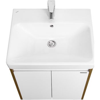 Тумба под раковину Aquaton Сканди Doors 55 1A278801SDZ90 Белый глянец, Дуб рустикальный — фото 5, Тумбы под раковину