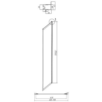 Душевая стенка Grossman Style 70 200.K33.05.70.21.02 профиль Черный матовый стекло шиншилла — фото 4, Боковые стенки