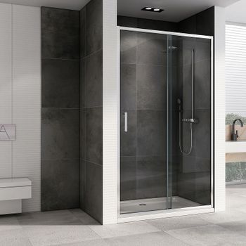 Душевая дверь Abber Schwarzer Diamant 100 AG301005 профиль Хром стекло прозрачное — фото 1, Раздвижные душевые двери