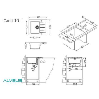 Кухонная мойка Alveus Granital Cadit 10 Arctic G11 590x500 1132017 Белая — фото 6, Кухонные мойки