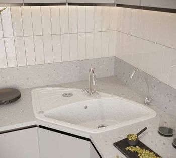 Кухонная мойка Domaci Бьелла DMC-10E GWS-10E-331 Белая — фото 2, Кухонные мойки