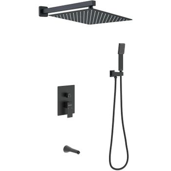 Душевая система Berges Ventas 3S Black 073006 Черная матовая — фото 1, Встраиваемые душевые комплекты