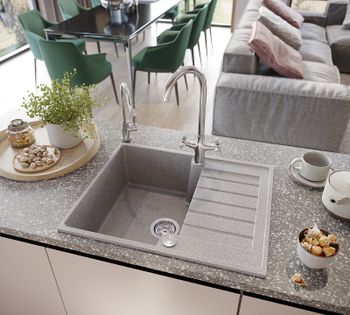 Кухонная мойка Domaci Бьелла DMC-17K GWS-17K-310 Серая — фото 3, Кухонные мойки